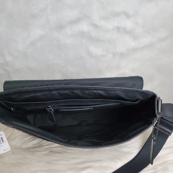 COACH BLACK HOUSTON MAP BAG IN SIGNATURE LEATHER - Picture 5 of 6